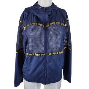 Victoria Secret Pink Perferated Athletic HIking Windbreaker Hooded Jacket XS/S